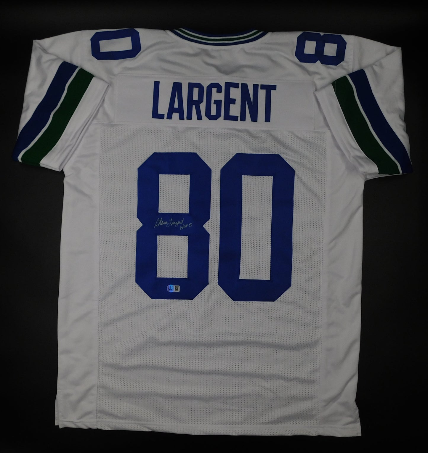 Steve Largent Signed Autographed Inscribed HOF 95 Seattle Seahawks White Jersey BAS COA