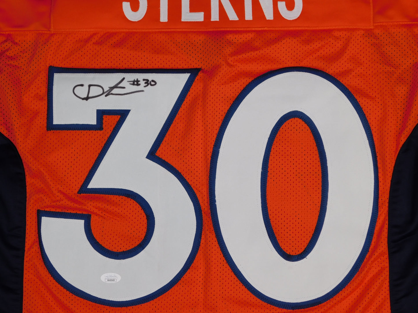 Caden Sterns Signed Autographed Denver Broncos Orange Football Jersey JSA COA