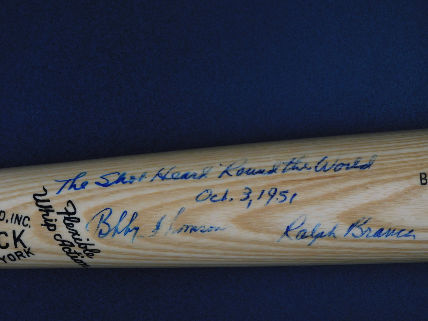Ralph Branca & Bobby Thomson Dual Signed Baseball Bat Shot Heard Round The World JSA COA