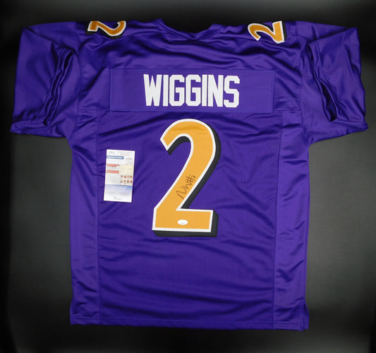 Nate Wiggins Signed Autographed Baltimore Ravens Color Rush Football Jersey JSA COA