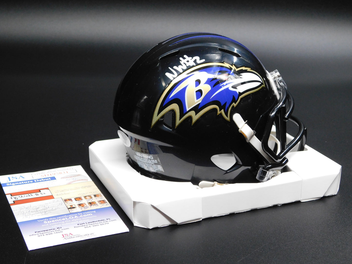 Nate Wiggins Signed Autographed Baltimore Ravens Black Speed Mini Helmet JSA COA