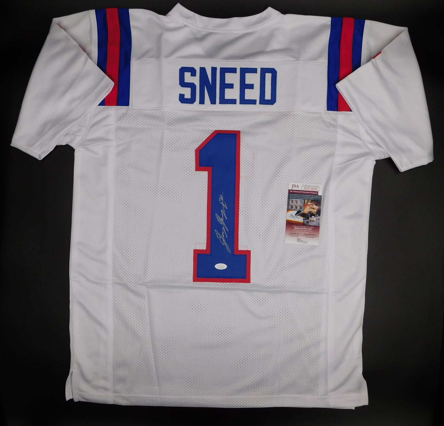 L'Jarius Sneed Signed Autographed Louisiana Tech White Football Jersey Titans JSA COA