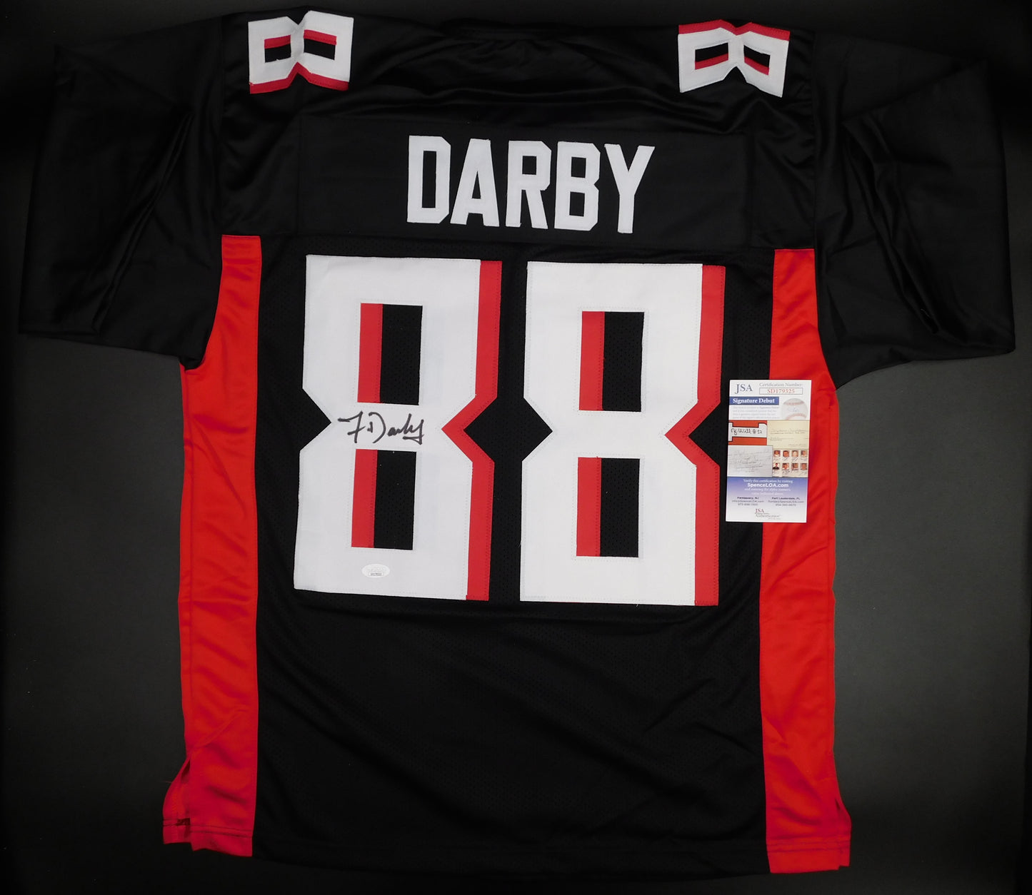 Frank Darby Signed Autographed Atlanta Falcons Black Football Jersey JSA COA