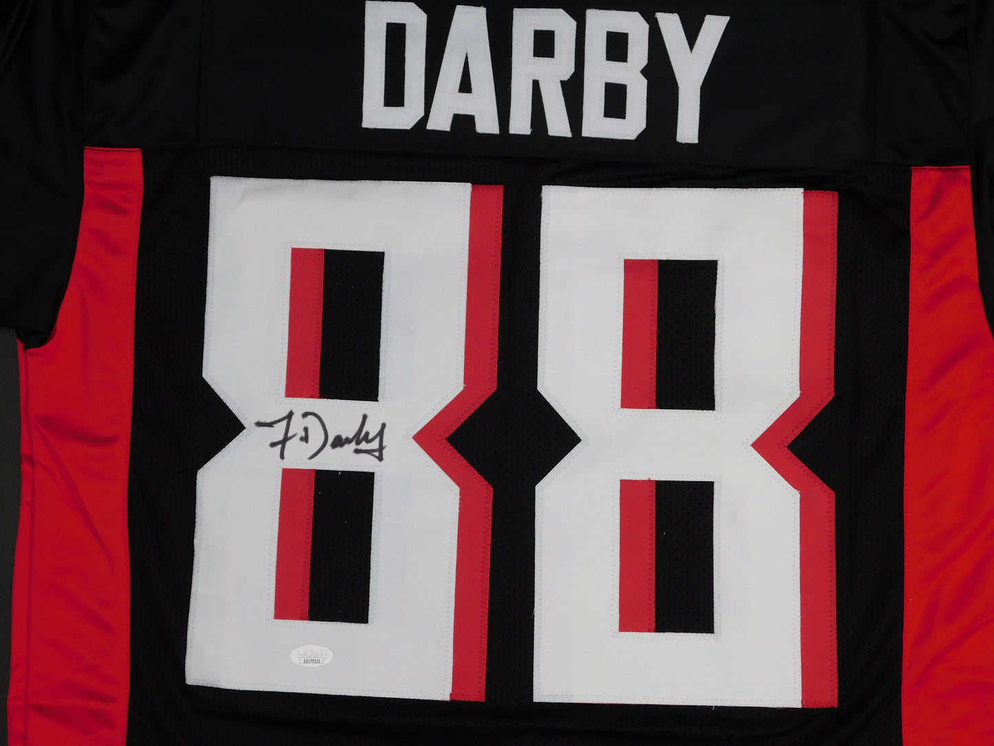 Frank Darby Signed Autographed Atlanta Falcons Black Football Jersey JSA COA