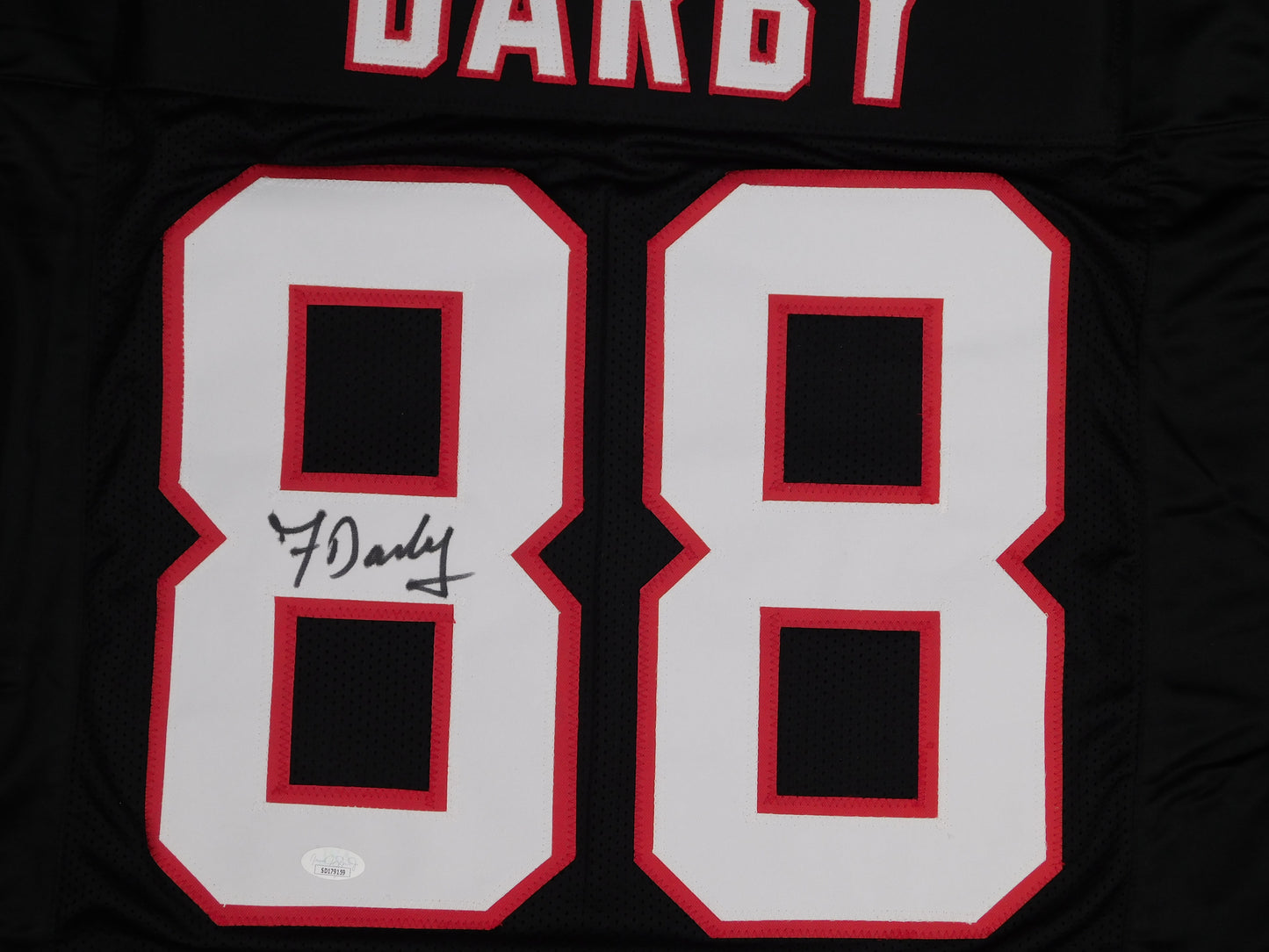 Frank Darby Signed Autographed Atlanta Falcons Black Throwback Football Jersey JSA COA