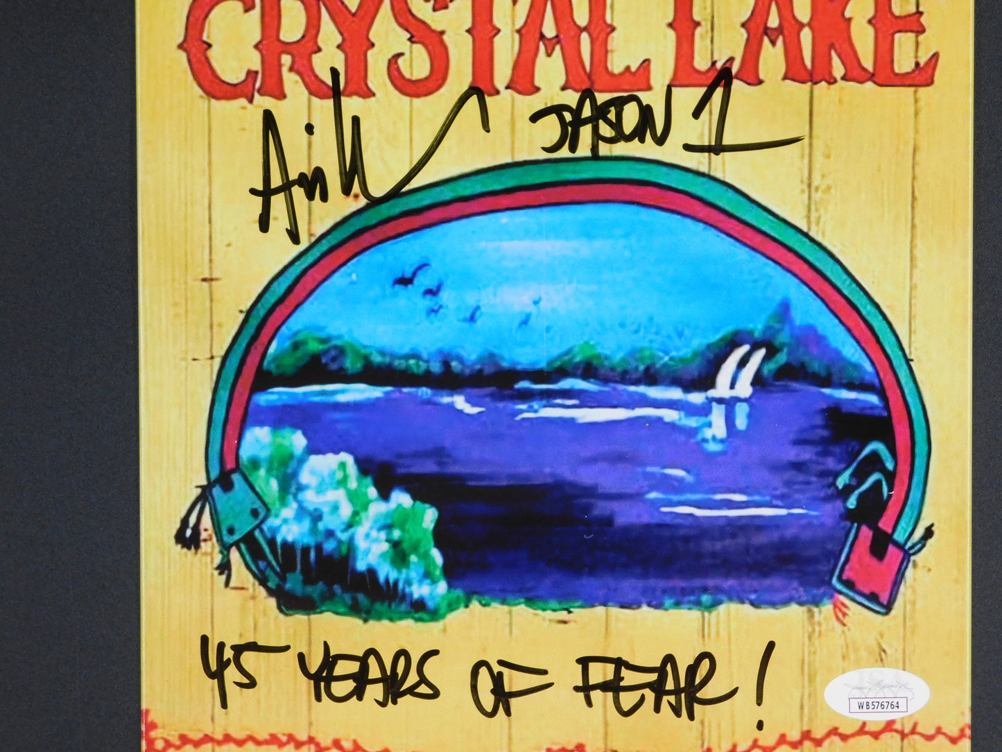 Ari Lehman Signed Metal Camp Crystal Lake Sign Jason Voorhees 45 Years JSA COA