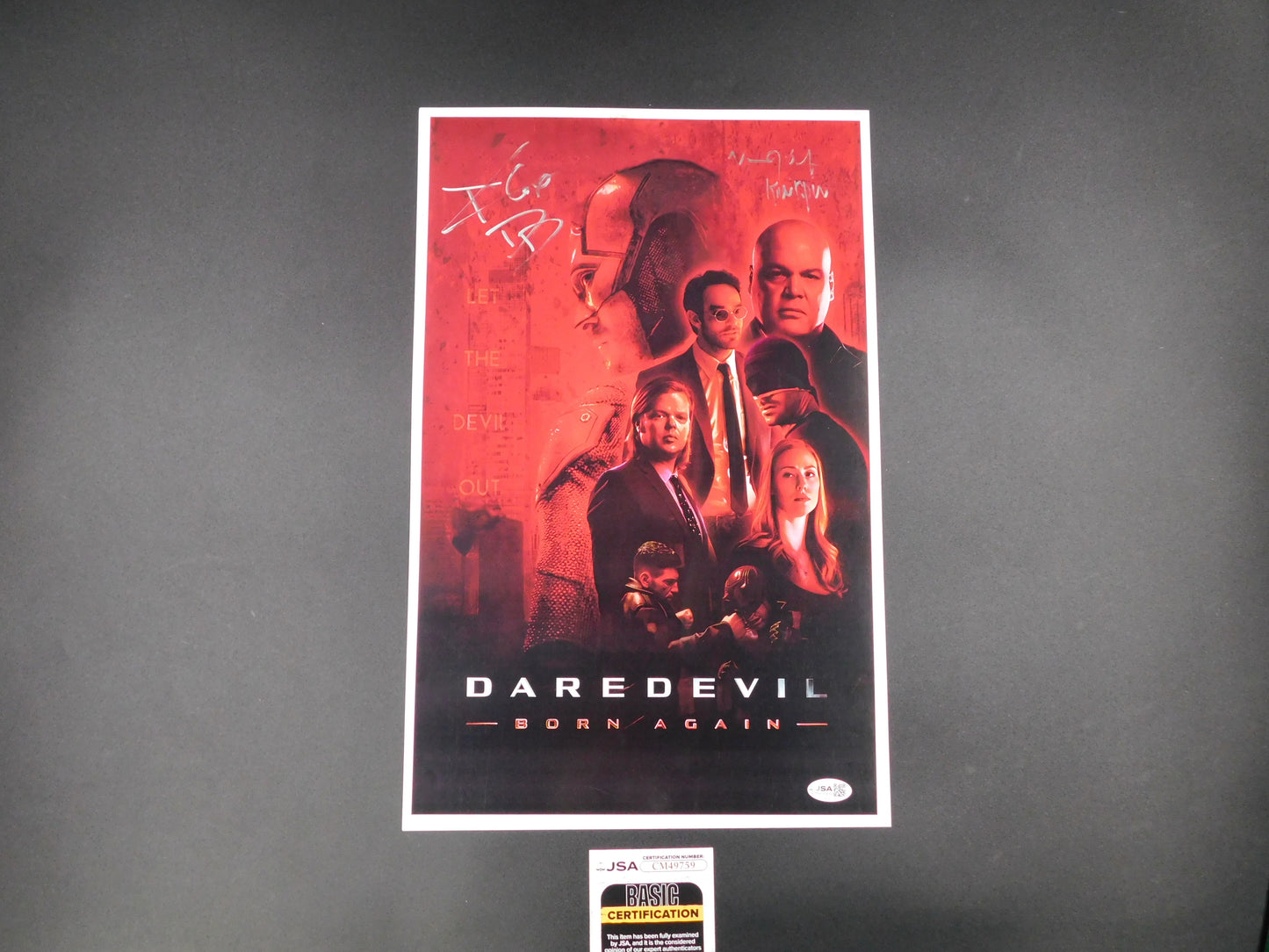 Charlie Cox & Vince Signed/Autographed Daredevil 11x17 Movie Poster JSA COA (C)
