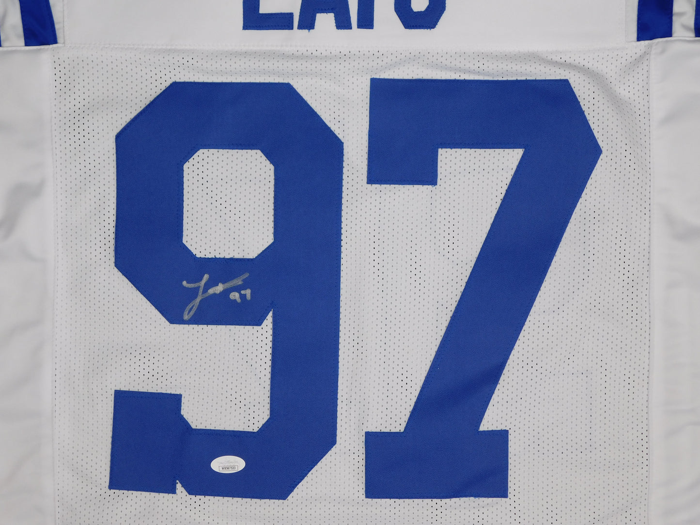 Laiatu Latu Signed Autographed Indianapolis Colts White Football Jersey JSA COA