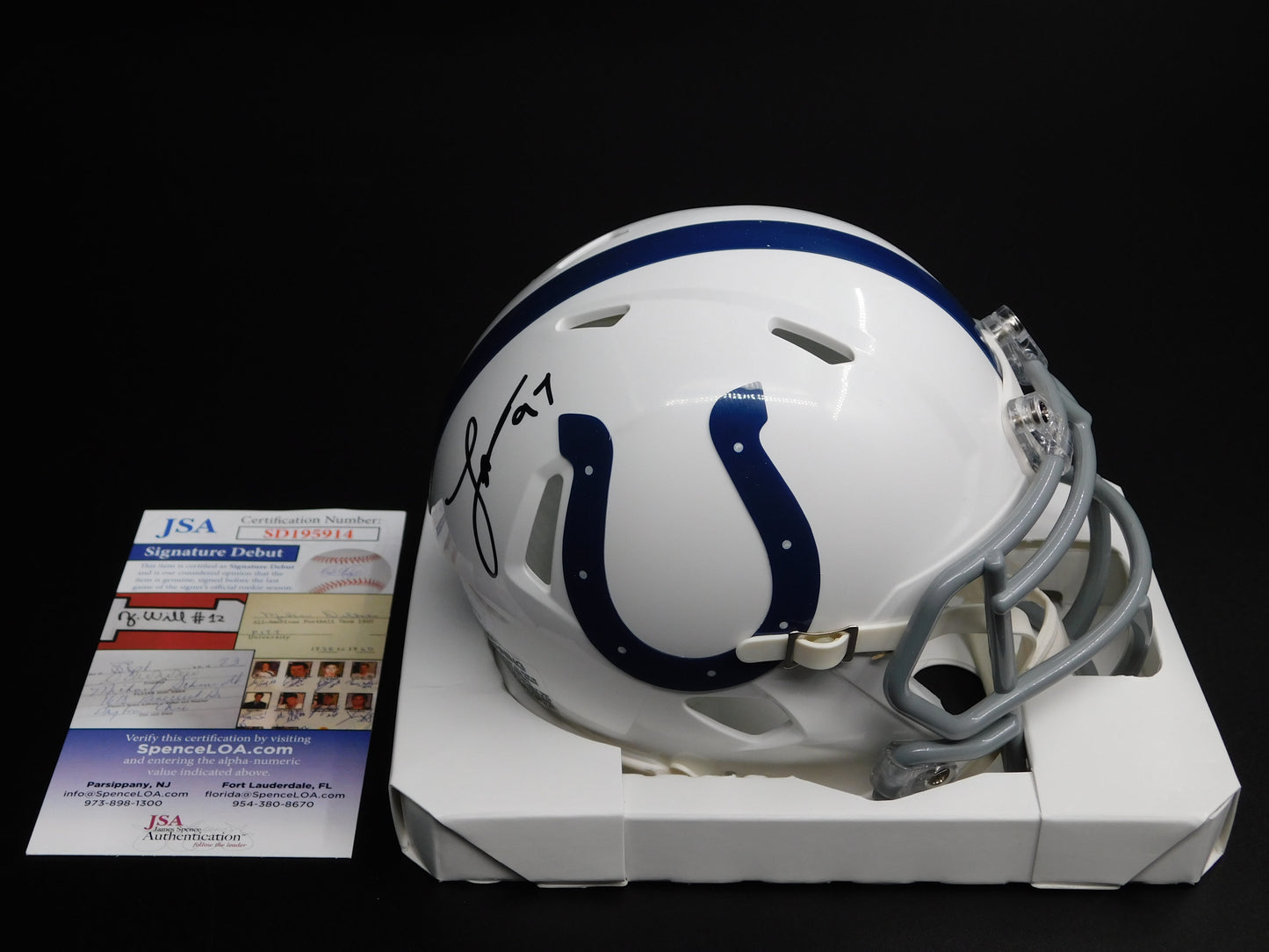 Laiatu Latu Signed Autographed Indianapolis Colts Speed Throwback Mini Helmet JSA COA