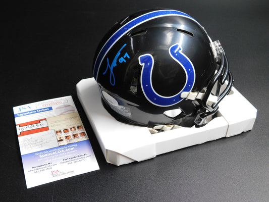 Laiatu Latu Signed Autographed Indianapolis Colts Speed Black Alt Mini Helmet JSA COA