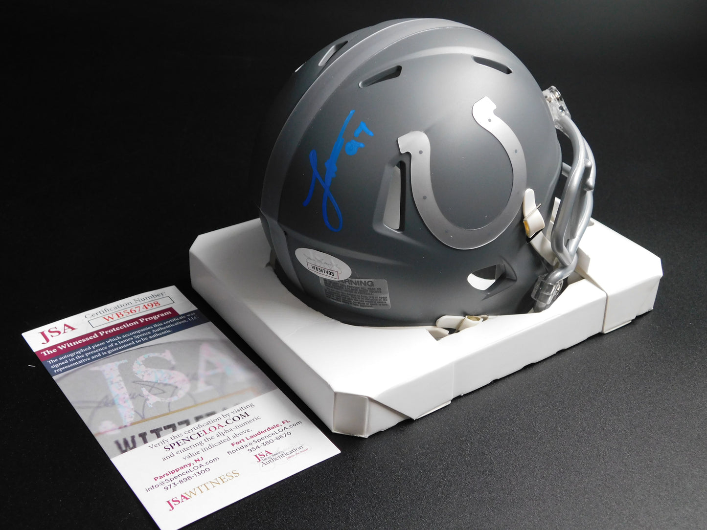 Laiatu Latu Signed Autographed Indianapolis Colts Speed Slate Mini Helmet JSA COA