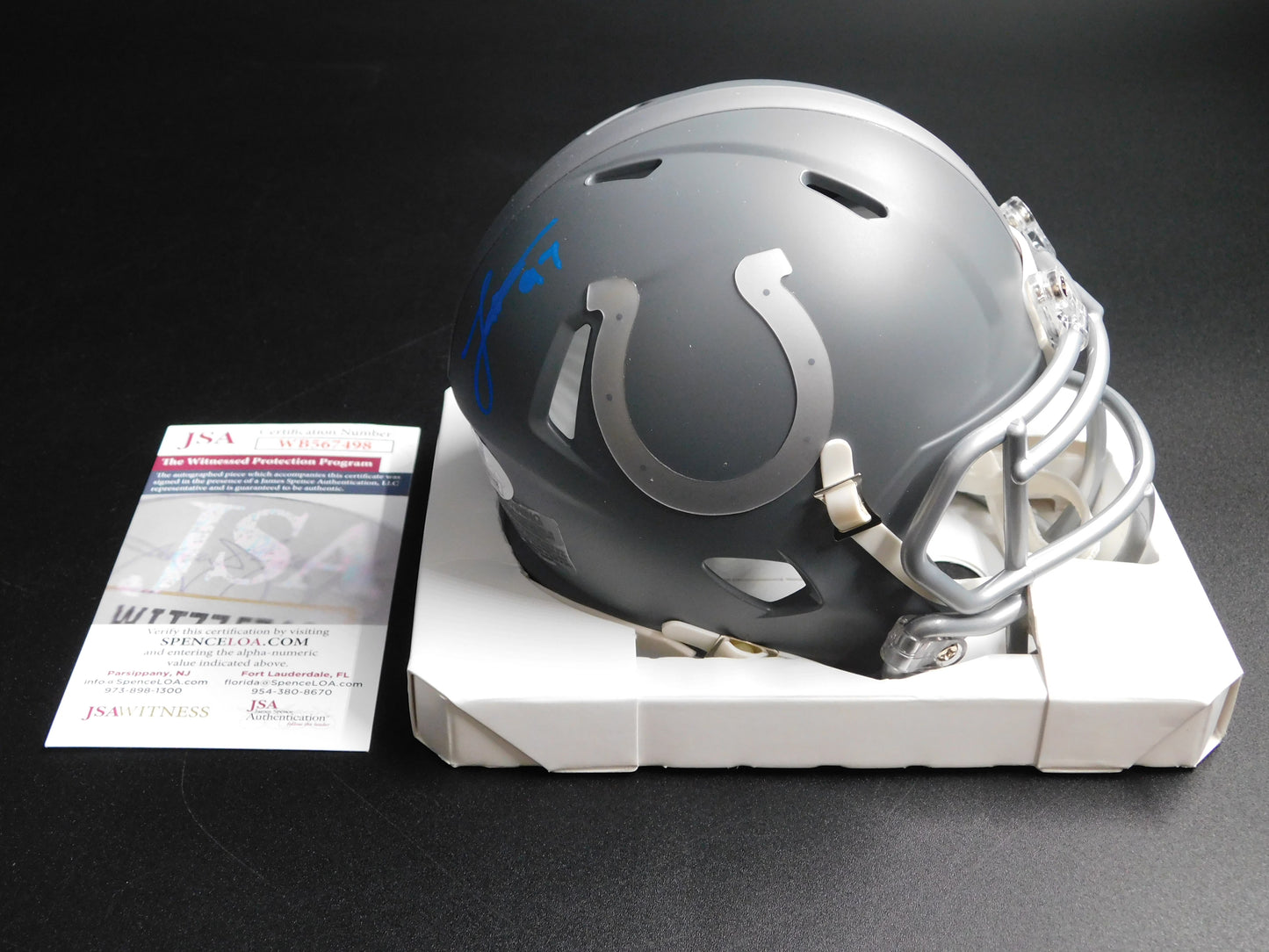 Laiatu Latu Signed Autographed Indianapolis Colts Speed Slate Mini Helmet JSA COA