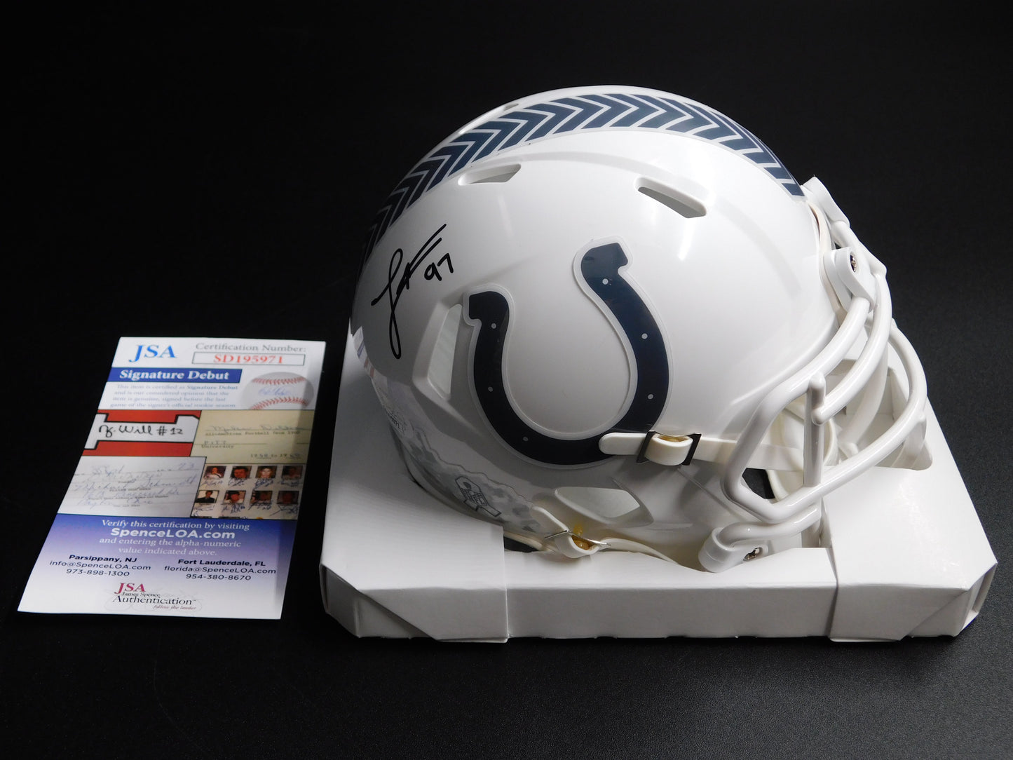 Laiatu Latu Signed Autographed Indianapolis Colts Speed STS Mini Helmet JSA COA