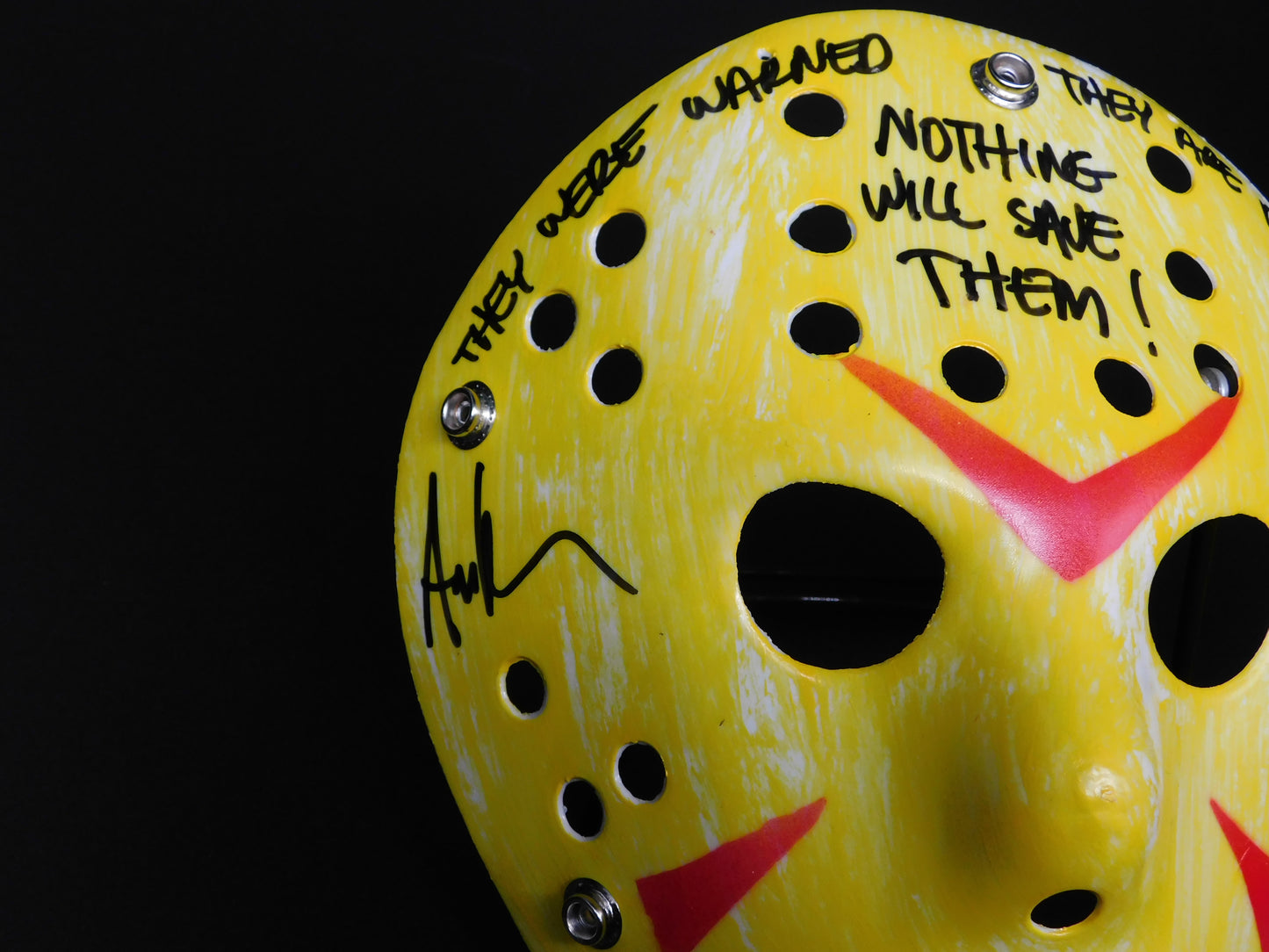 Ari Lehman Signed Autographed Jason Voorhees Yellow Hockey Mask Friday The 13th Quote JSA COA