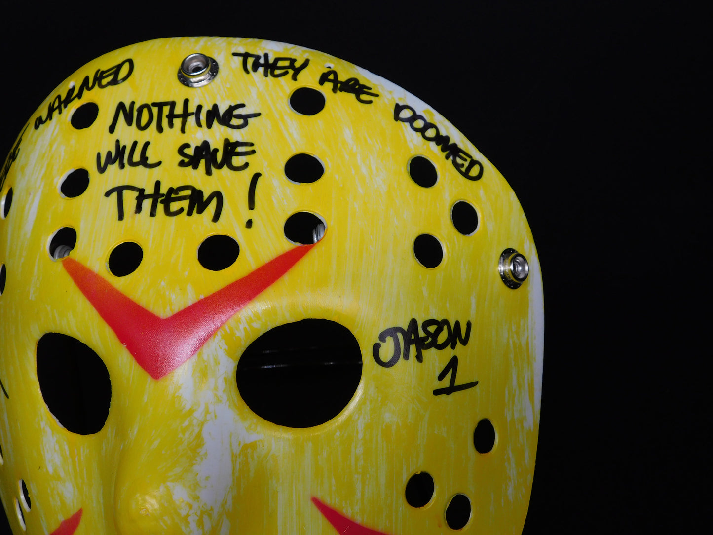 Ari Lehman Signed Autographed Jason Voorhees Yellow Hockey Mask Friday The 13th Quote JSA COA