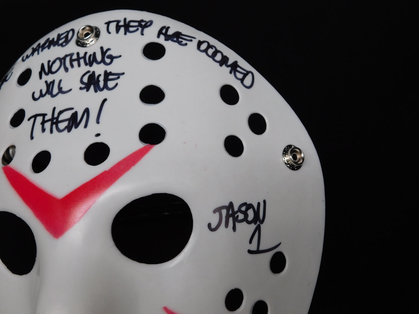 Ari Lehman Signed Autographed Jason Voorhees White Hockey Mask Friday The 13th Quote JSA COA