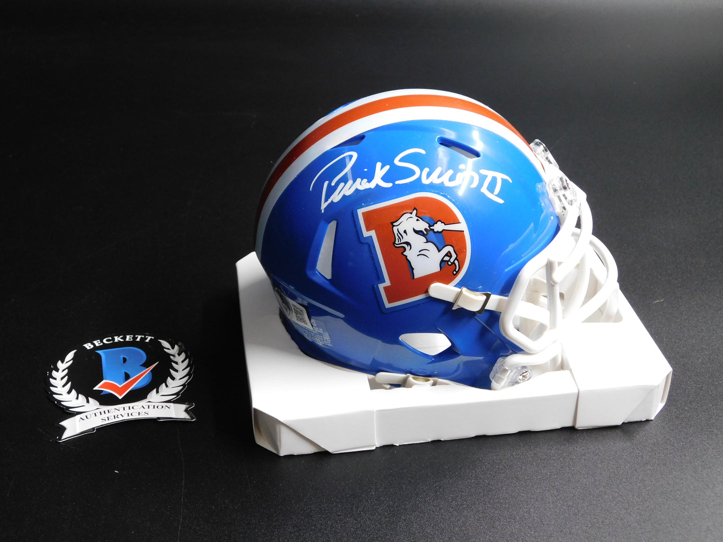 Patrick Pat Surtain II PSII Signed Denver Broncos Throwback Speed Mini Helmet BAS COA