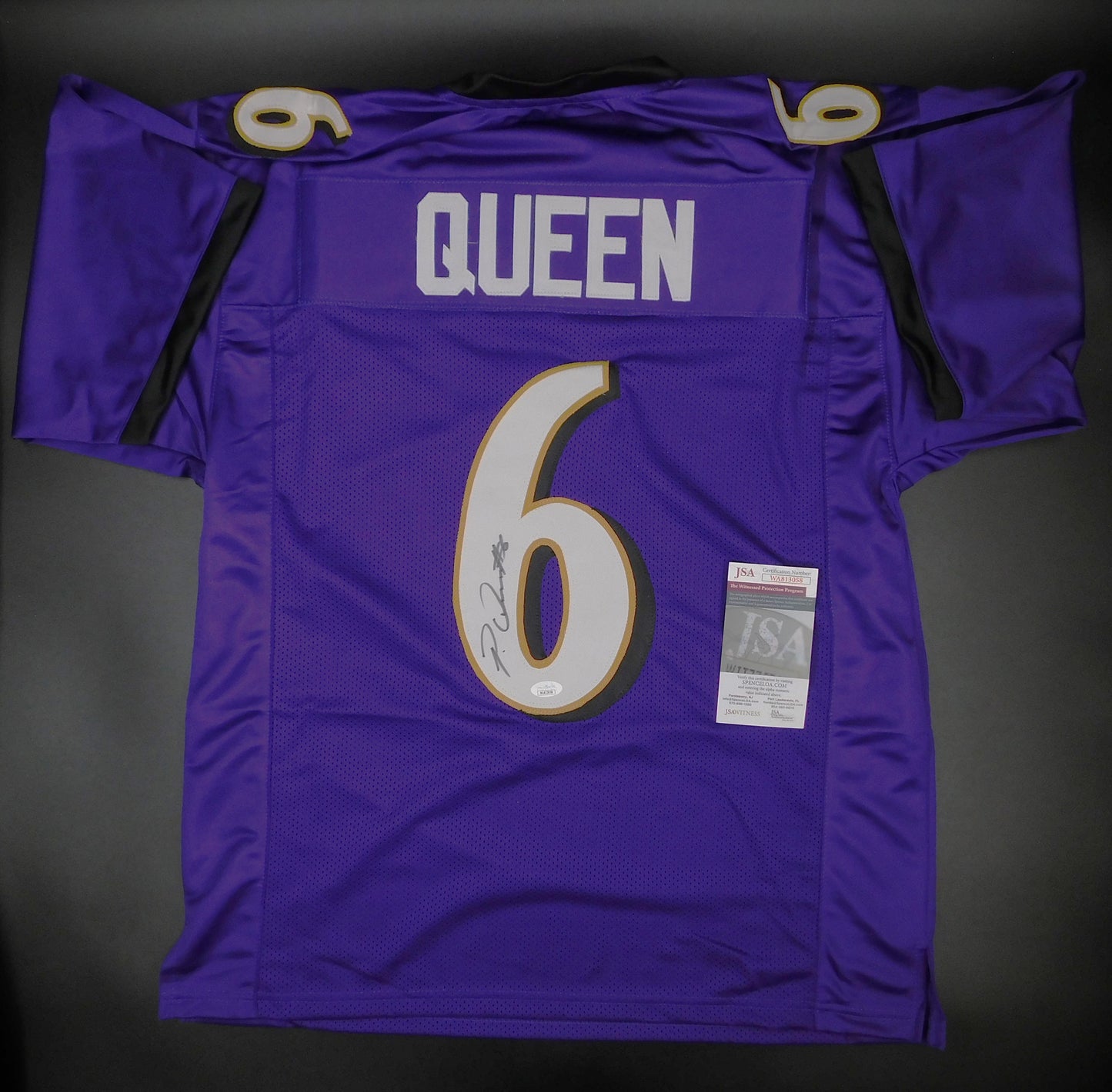 Patrick Queen Signed Autographed Baltimore Ravens Purple Football Jersey JSA COA