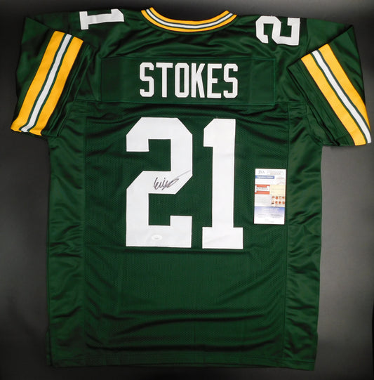 Eric Stokes Signed Autographed Green Bay Packers Green Football Jersey JSA COA