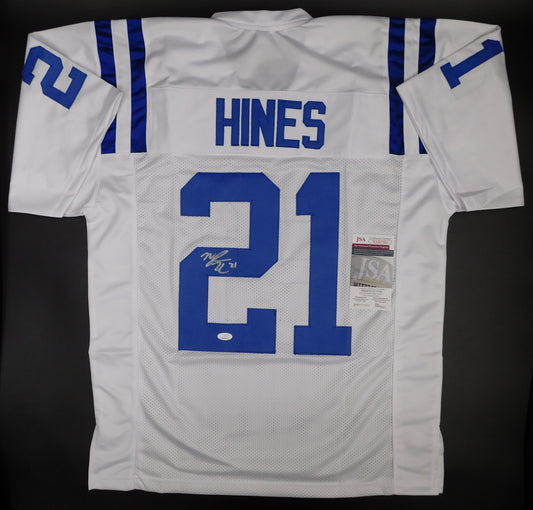 Nyheim Hines Signed Autographed Indianapolis Colts White Football Jersey JSA COA