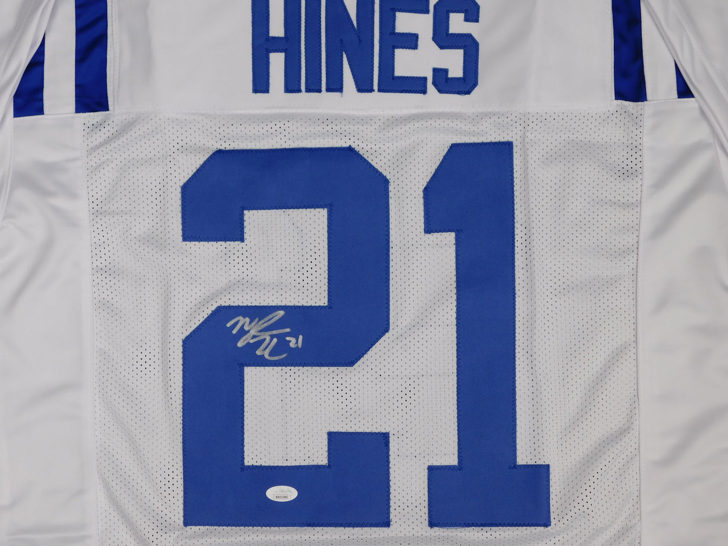 Nyheim Hines Signed Autographed Indianapolis Colts White Football Jersey JSA COA