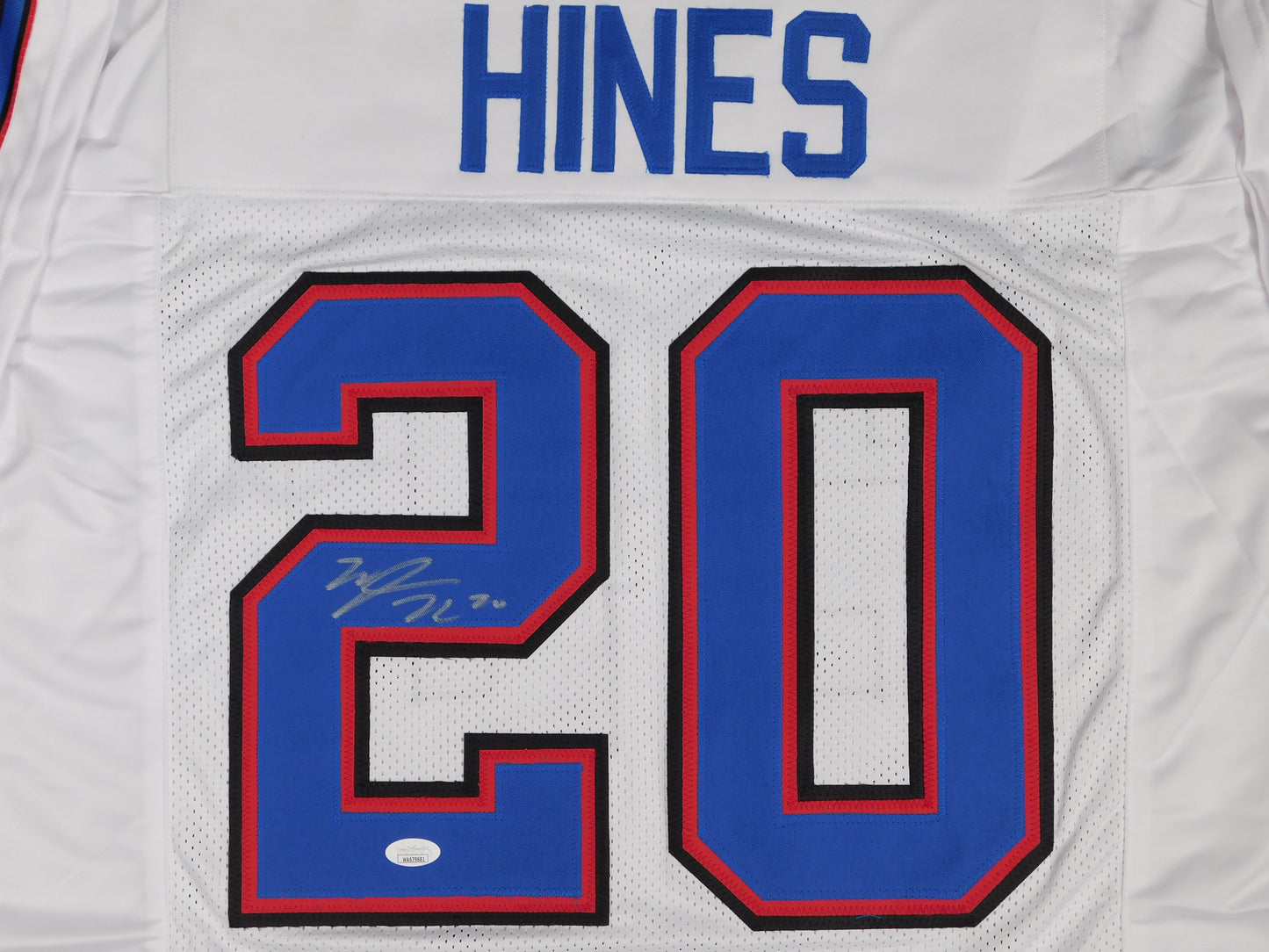 Nyheim Hines Signed Autographed Buffalo Bills White Football Jersey JSA COA