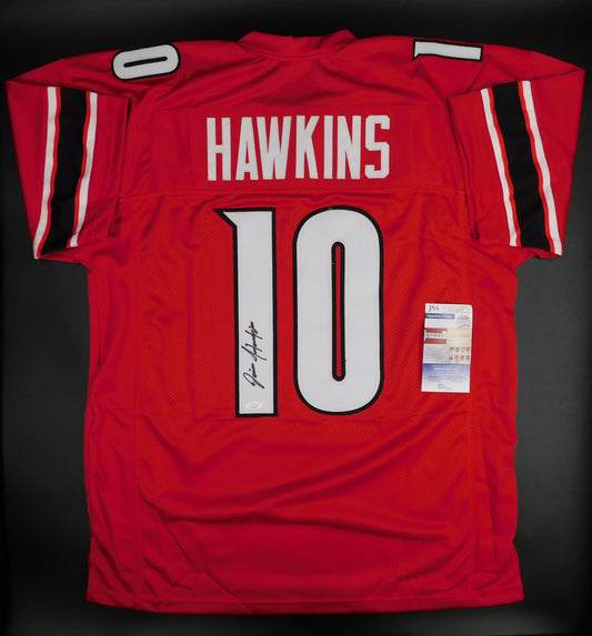 Javian Hawkins Signed Autographed Louisville Cardinals Red Football Jersey JSA COA