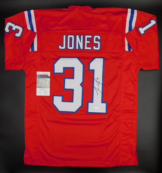 Jonathan Jones Signed Autograph New England Patriots Red Football Jersey JSA COA