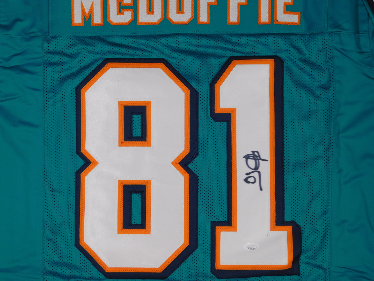 OJ McDuffie Signed Autographed Miami Dolphins Teal Football Jersey PSU JSA COA