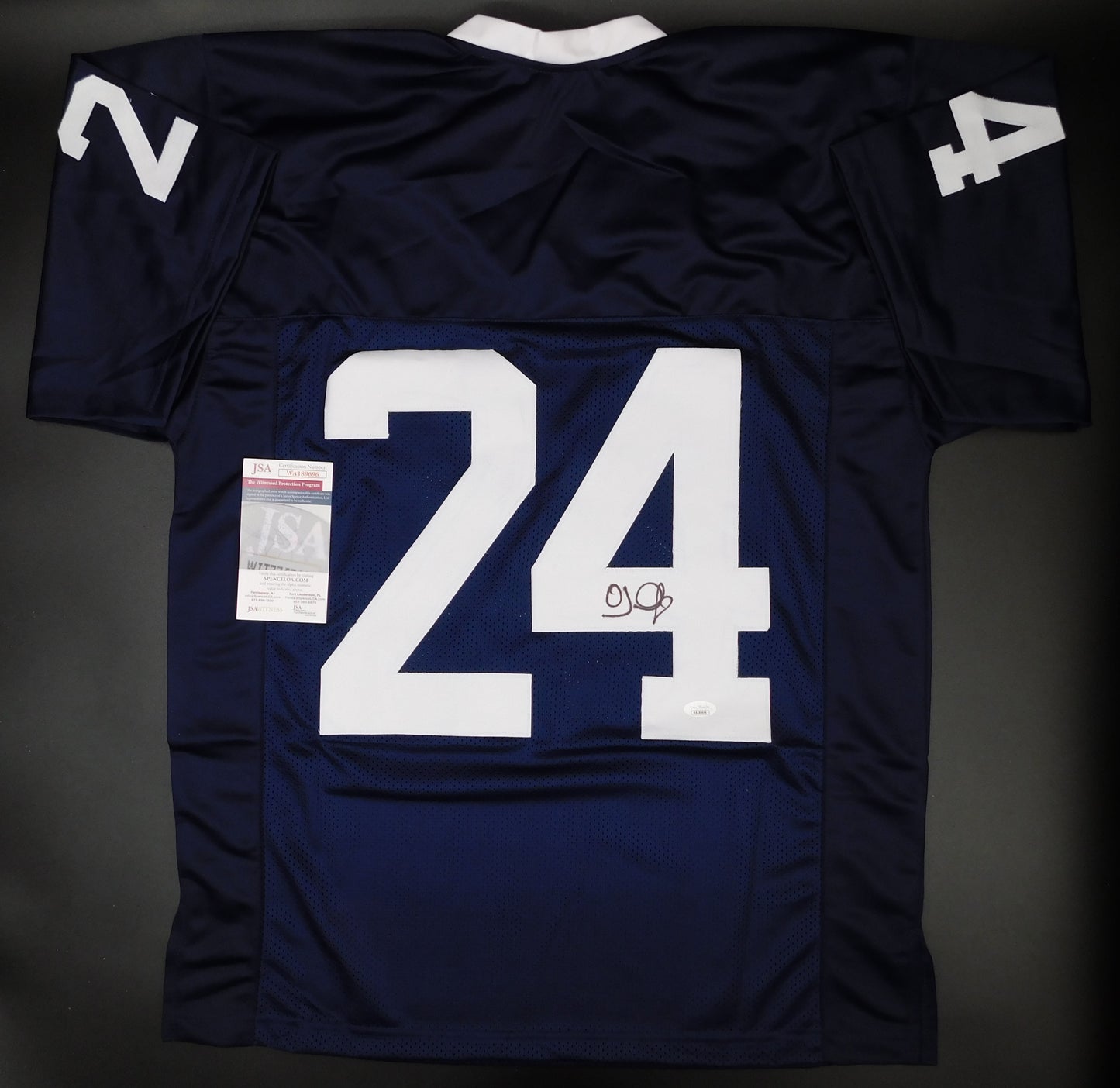 OJ McDuffie Signed Autographed Penn State Nittany Lions Blue Football Jersey JSA COA