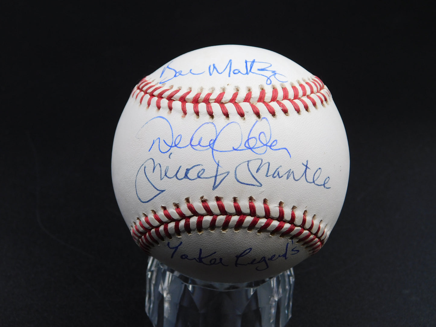 Mickey Mantle Derek Jeter & Don Mattingly Signed OAL Baseball Yankees Legends BAS LOA MLB