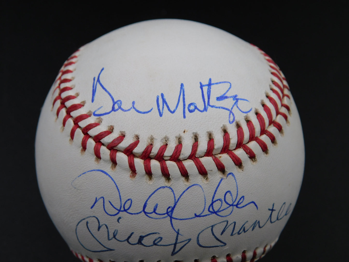 Mickey Mantle Derek Jeter & Don Mattingly Signed OAL Baseball Yankees Legends BAS LOA MLB