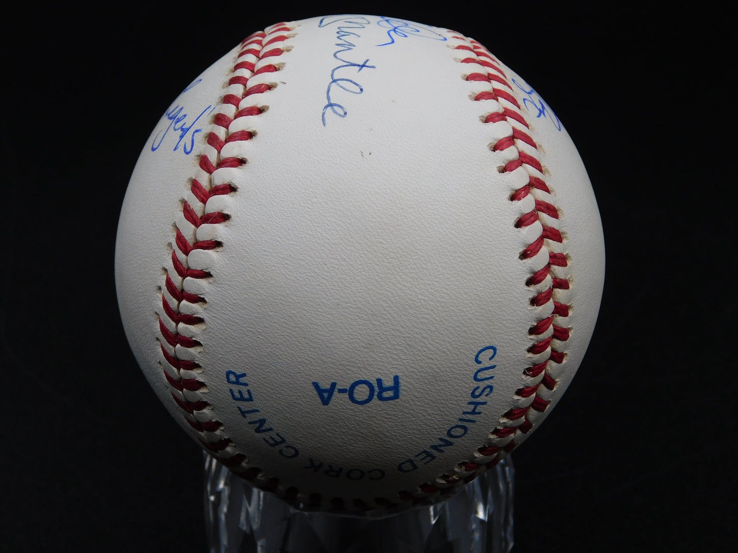 Mickey Mantle Derek Jeter & Don Mattingly Signed OAL Baseball Yankees Legends BAS LOA MLB