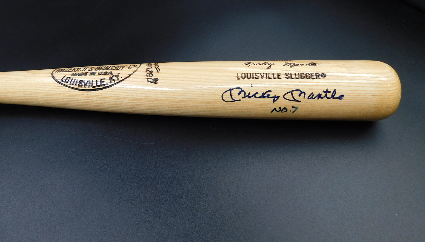 Mickey Mantle No 7 Signed Inscribed Louisville Slugger Game Model Baseball Bat NY Yankees PSA LOA