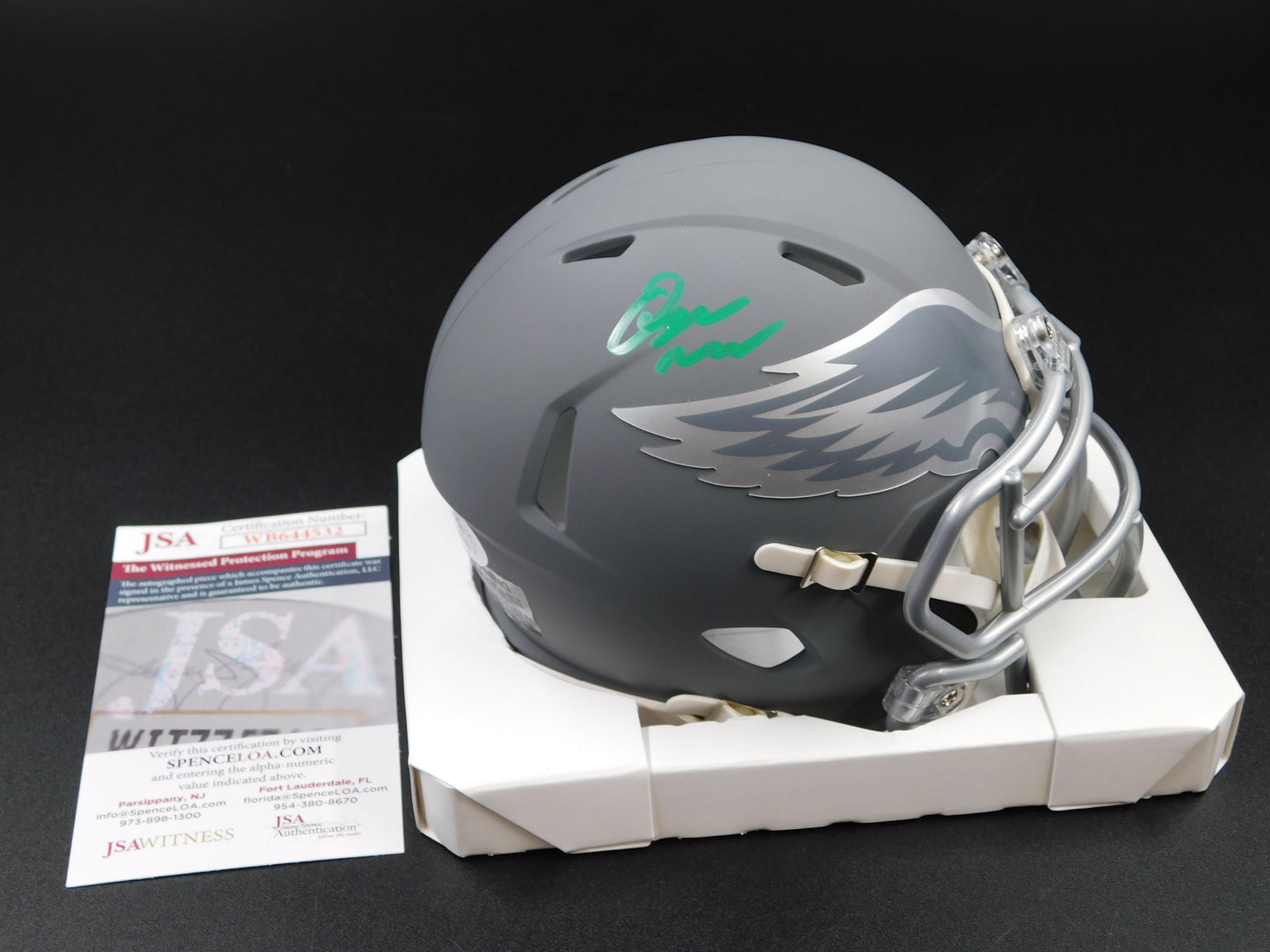 Quinyon Mitchell Signed Autographed Philadelphia Eagles Slate Mini Helmet JSA COA