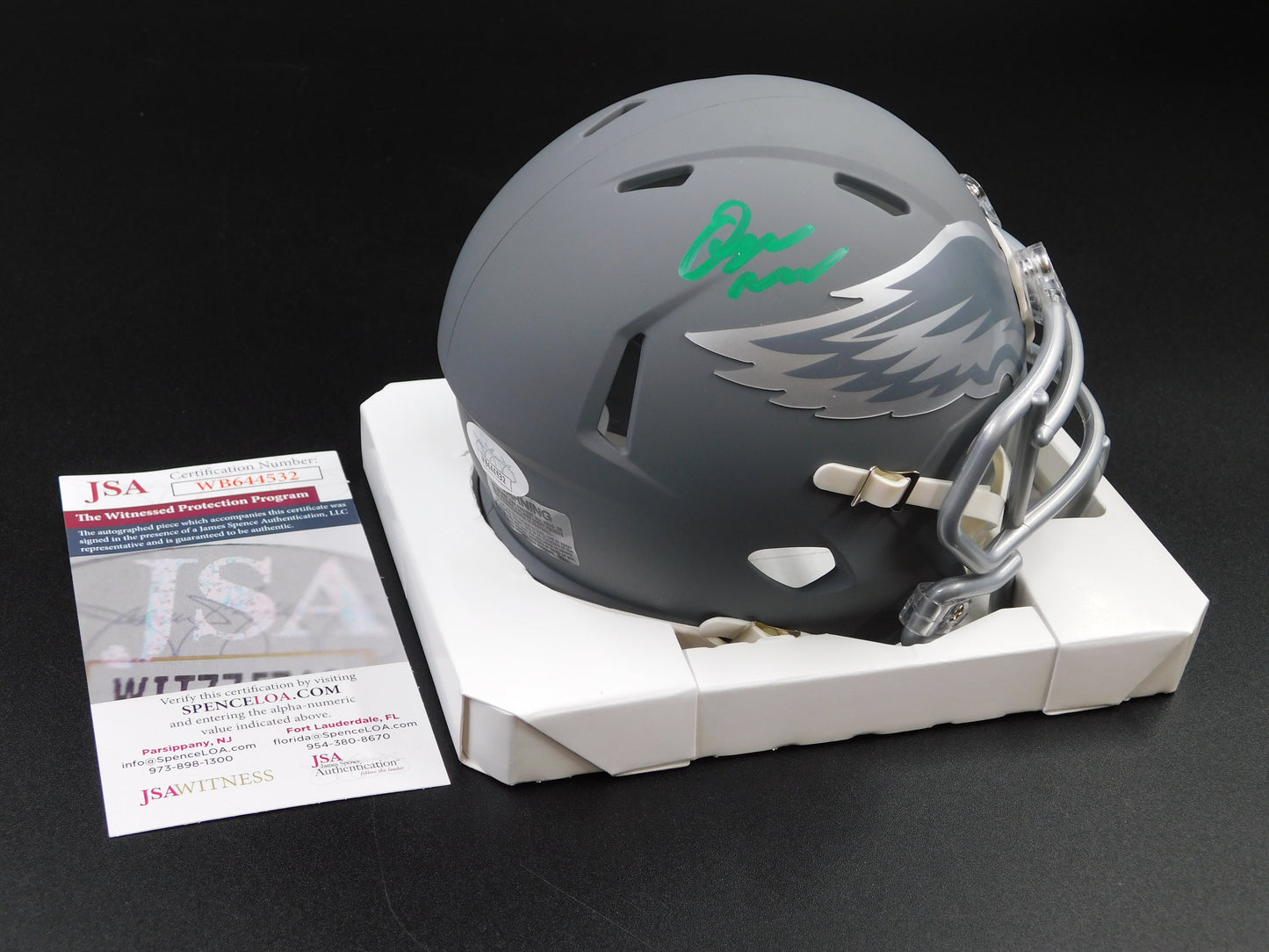 Quinyon Mitchell Signed Autographed Philadelphia Eagles Slate Mini Helmet JSA COA