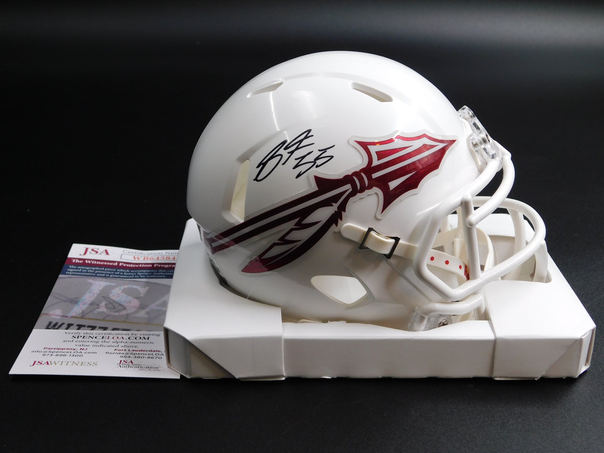autographed football helmet values Braden Fiske Signed Autographed Florida State White Speed Mini Helmet – Boone Enterprises Authentic Autographs