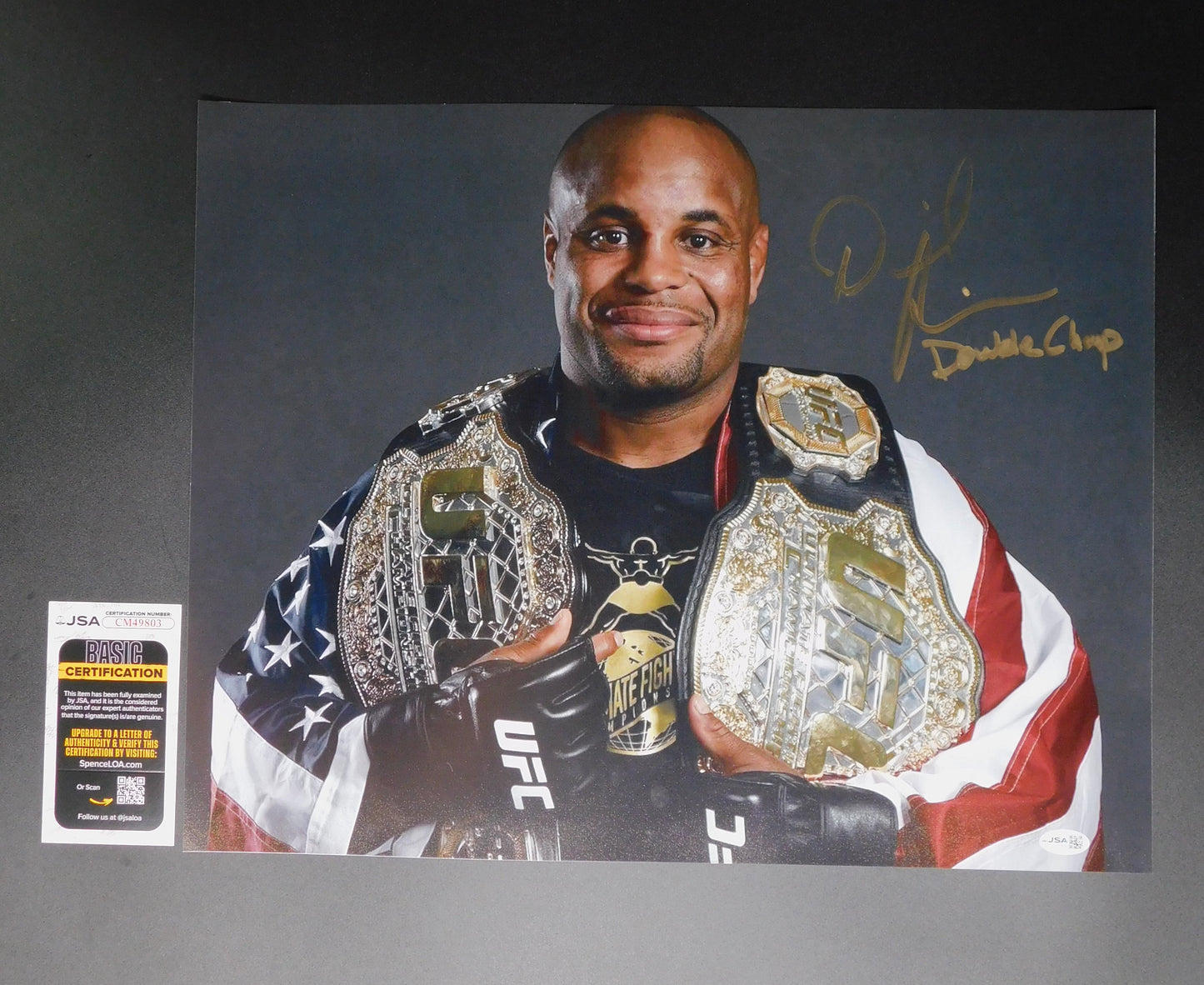 Daniel Cormier Signed Autographed 16x20 Photo UFC Double Champ Championship Belt JSA COA
