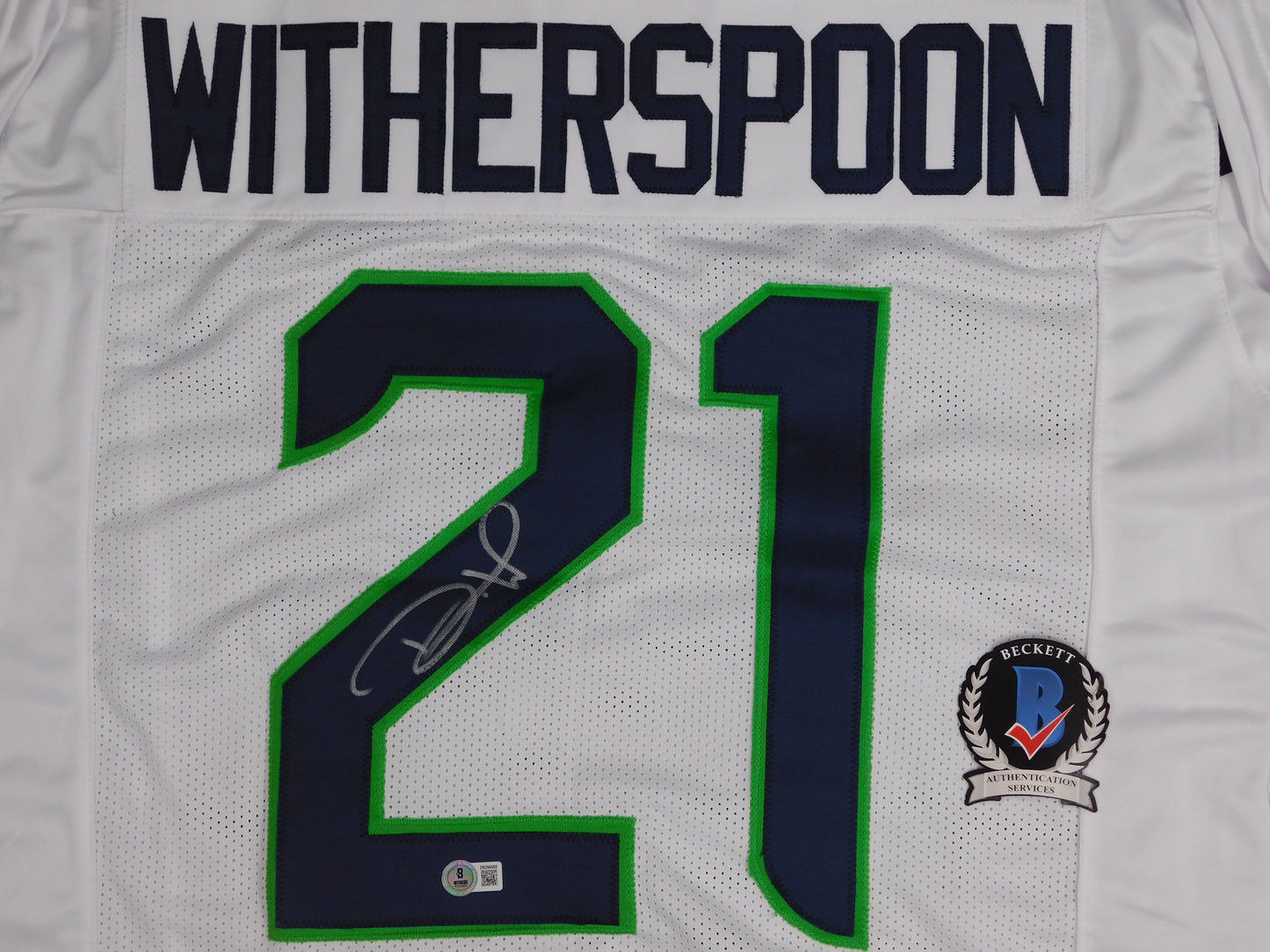 Devon Witherspoon Signed Autographed Seattle Seahawks White Football Jersey JSA COA