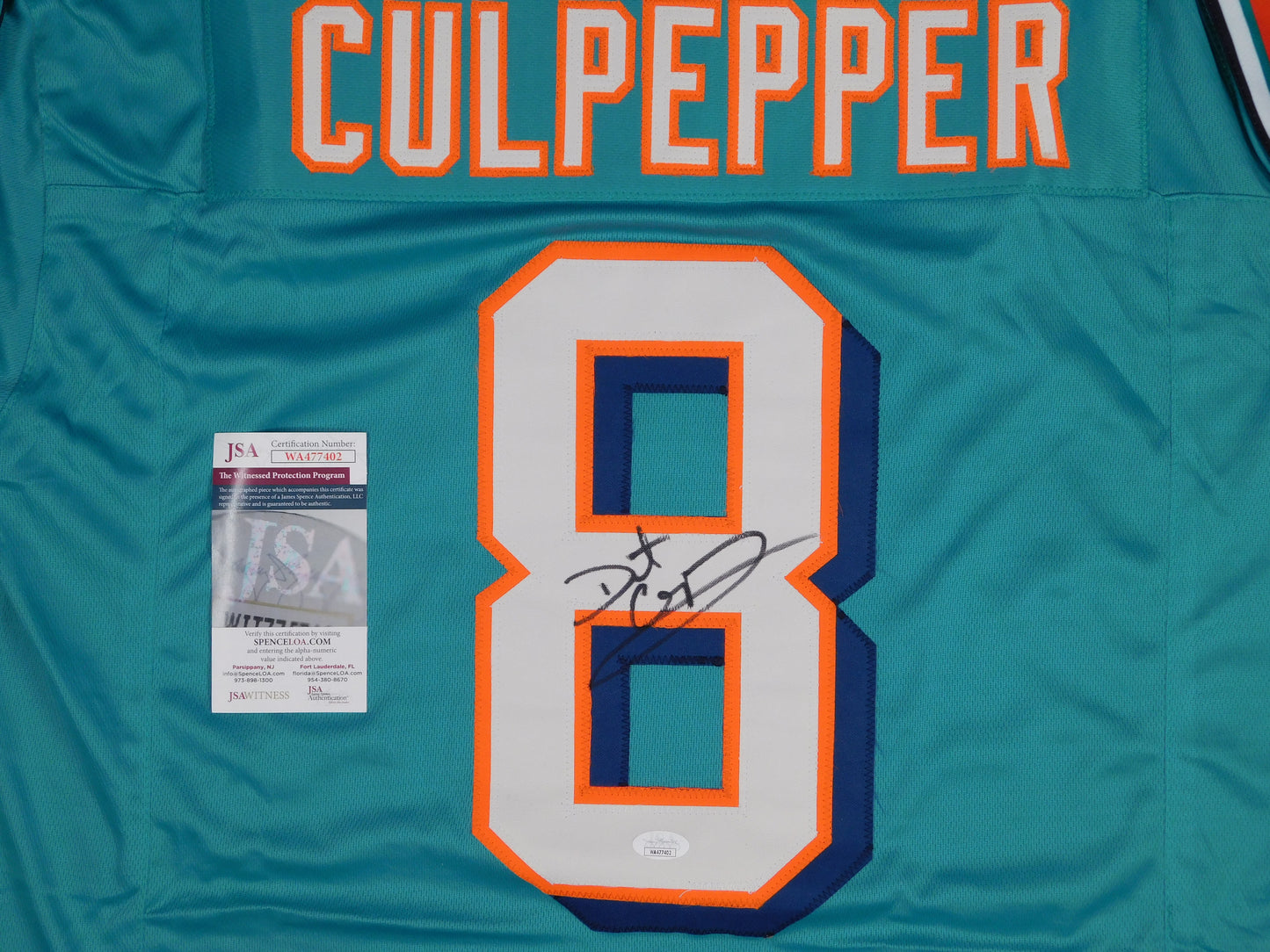 Daunte Culpepper Signed Autographed Miami Dolphins Football Jersey UCF JSA COA