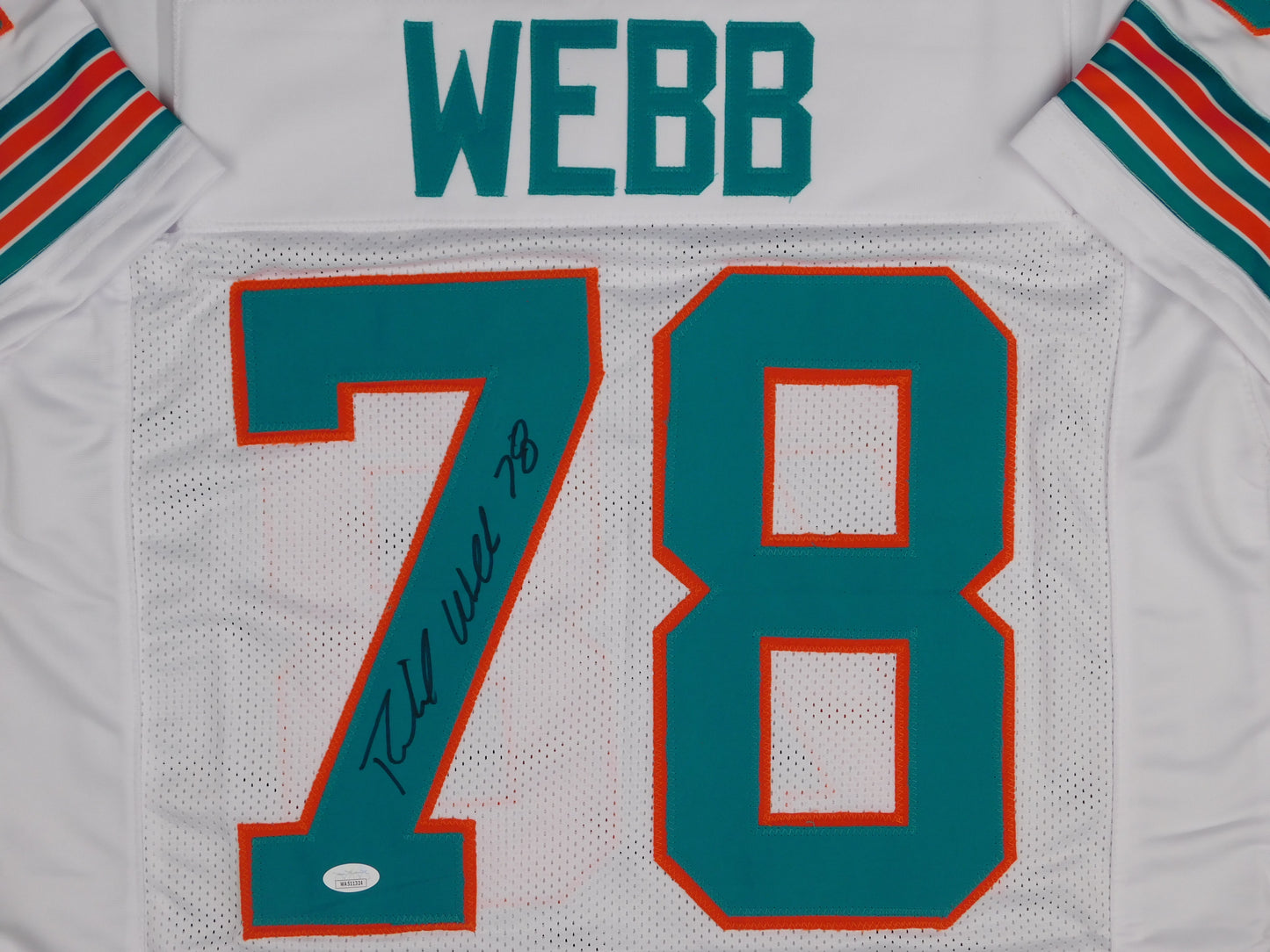 Richmond Webb Signed Autographed Miami Dolphins White Football Jersey JSA COA