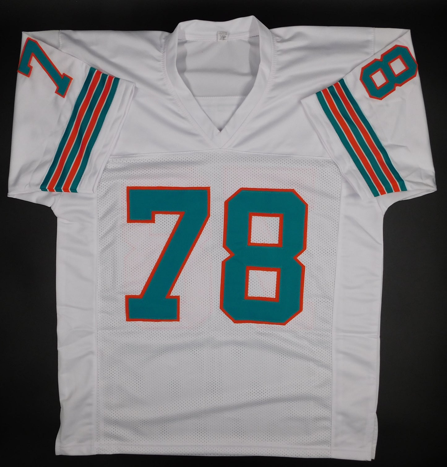 Richmond Webb Signed Autographed Miami Dolphins White Football Jersey JSA COA