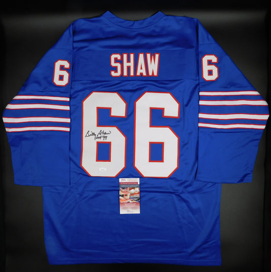 Billy Shaw Signed Autographed Buffalo Bills Throwback Football Jersey HOF JSA COA