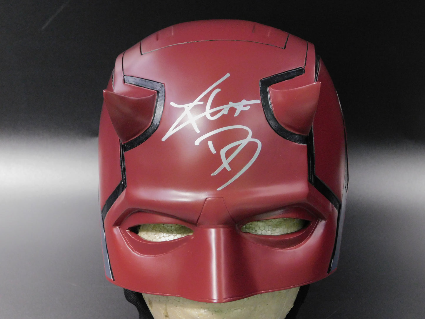 Charlie Cox Signed Autographed Daredevil Cowl Mask Full Helmet MCU Marvel JSA COA