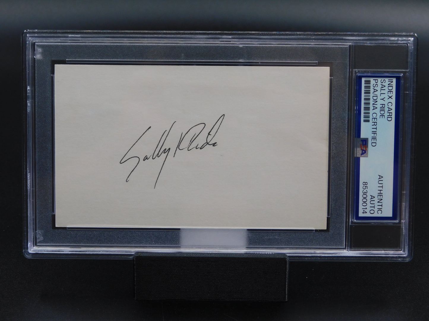 Sally Ride Signed Autographed 3x5 Index Card NASA First American Woman In Space PSA Slab