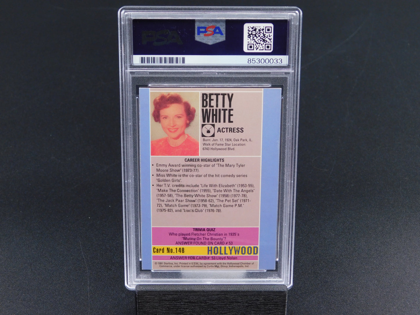 Betty White Signed Autographed Starline Hollywood Walk of Fame Card 148 PSA Slab The Golden Girls