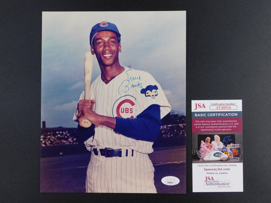 Ernie Banks Signed Autographed 8x10 Photo Chicago Cubs Mr. Cub HOF JSA COA