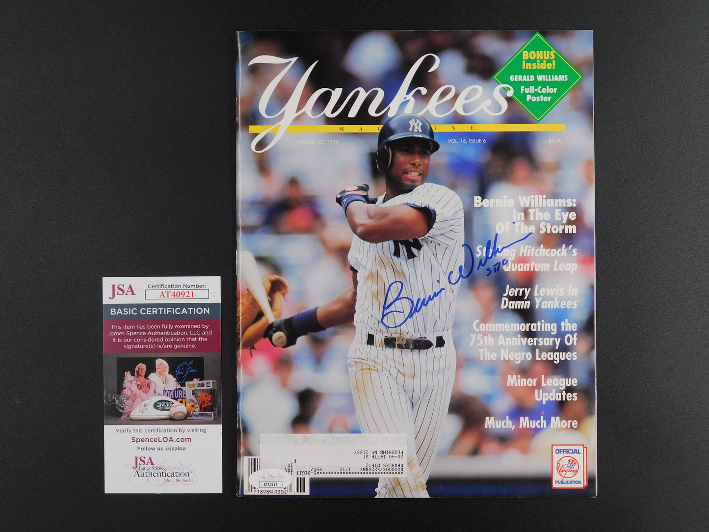 Bernie Williams Signed Autographed Full New York Yankees Magazine 1995 JSA COA