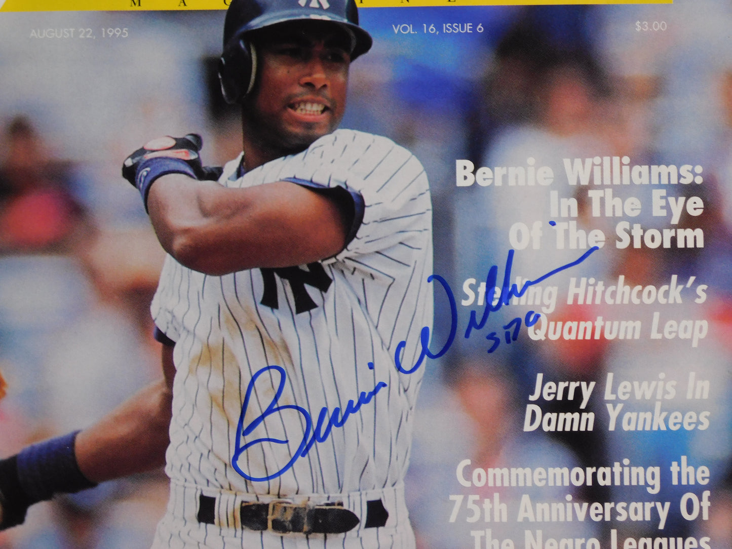 Bernie Williams Signed Autographed Full New York Yankees Magazine 1995 JSA COA