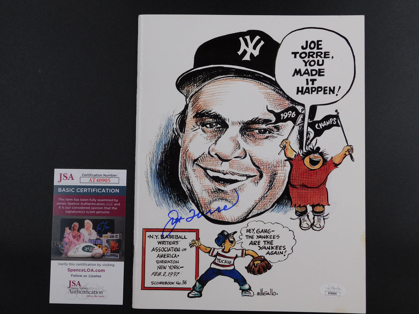 Joe Torre Signed Auto Full New York Yankees Magazine 1996 World Series JSA COA